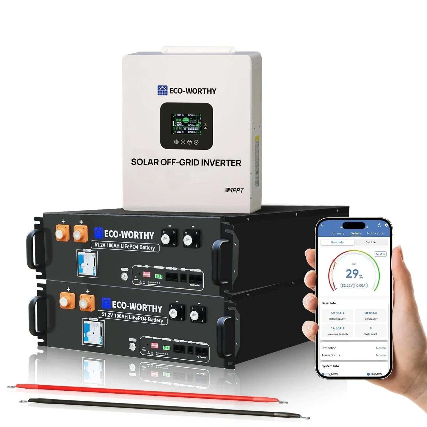 Eco-Worthy Off-Grid Home Power Bundle | 5kW Inverter + 48V 100Ah Server Rack Battery
