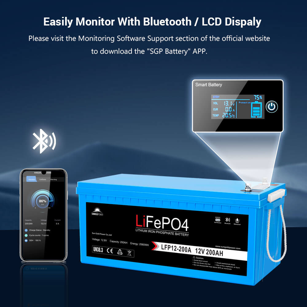 2 X 12V 200Ah LiFePo4 Deep Cycle Lithium Battery Bluetooth / Self-Heating / IP65