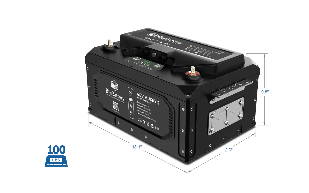 BigBattery 48V HUSKY 2 PWR | 5.12kWh LiFePO4 – High Power | Golf Cart | UTV | Industrial Battery