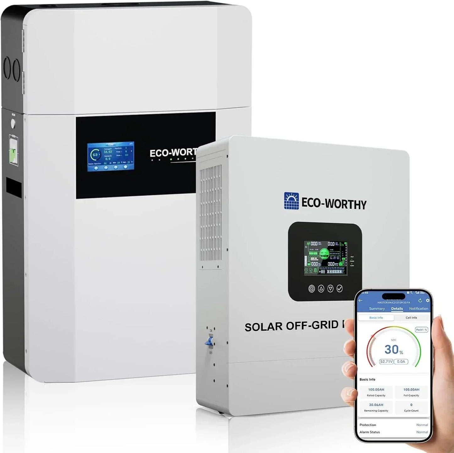 Eco-Worthy 48V 100AH Wall-Mount Lithium Battery LiFePO4 | -4℉ Charge Available | Bluetooth & WiFi | 10 Years Warranty
