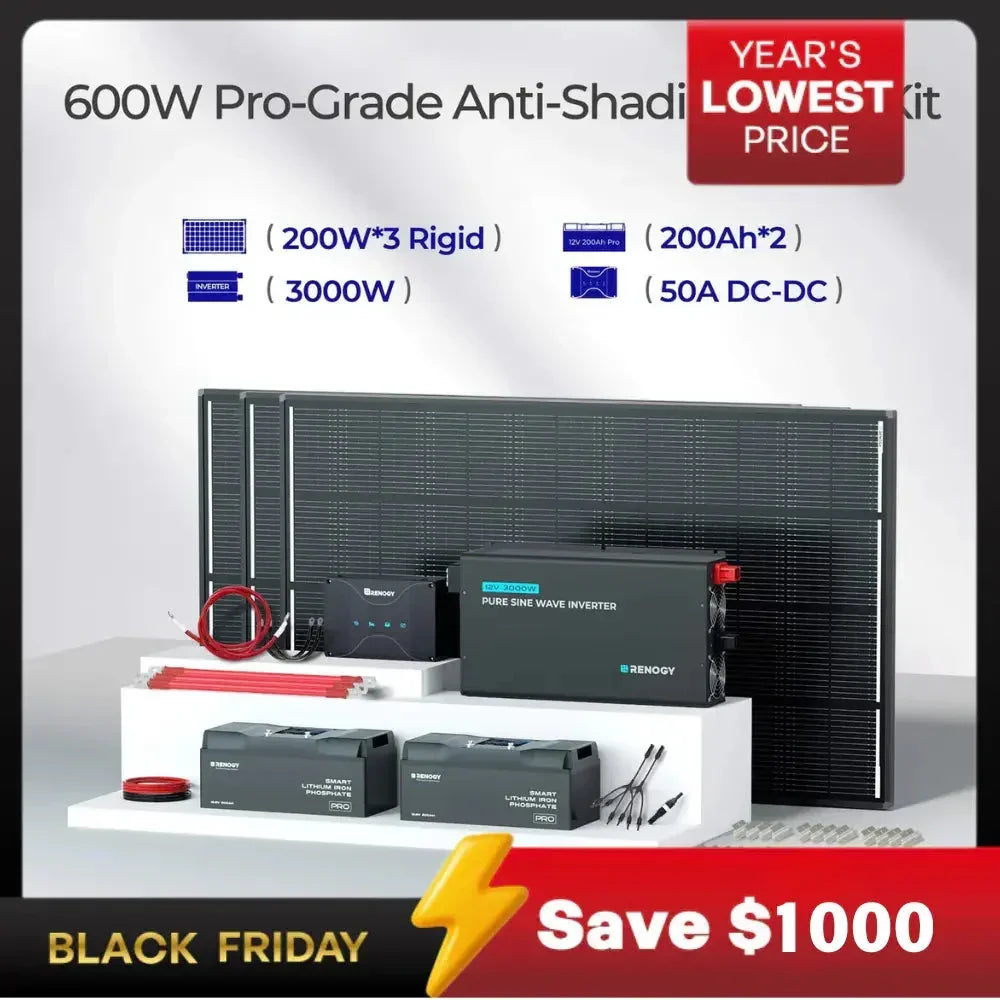 Renogy ShadowFlux N-Type Anti-Shading 200W 120W Solar Panel