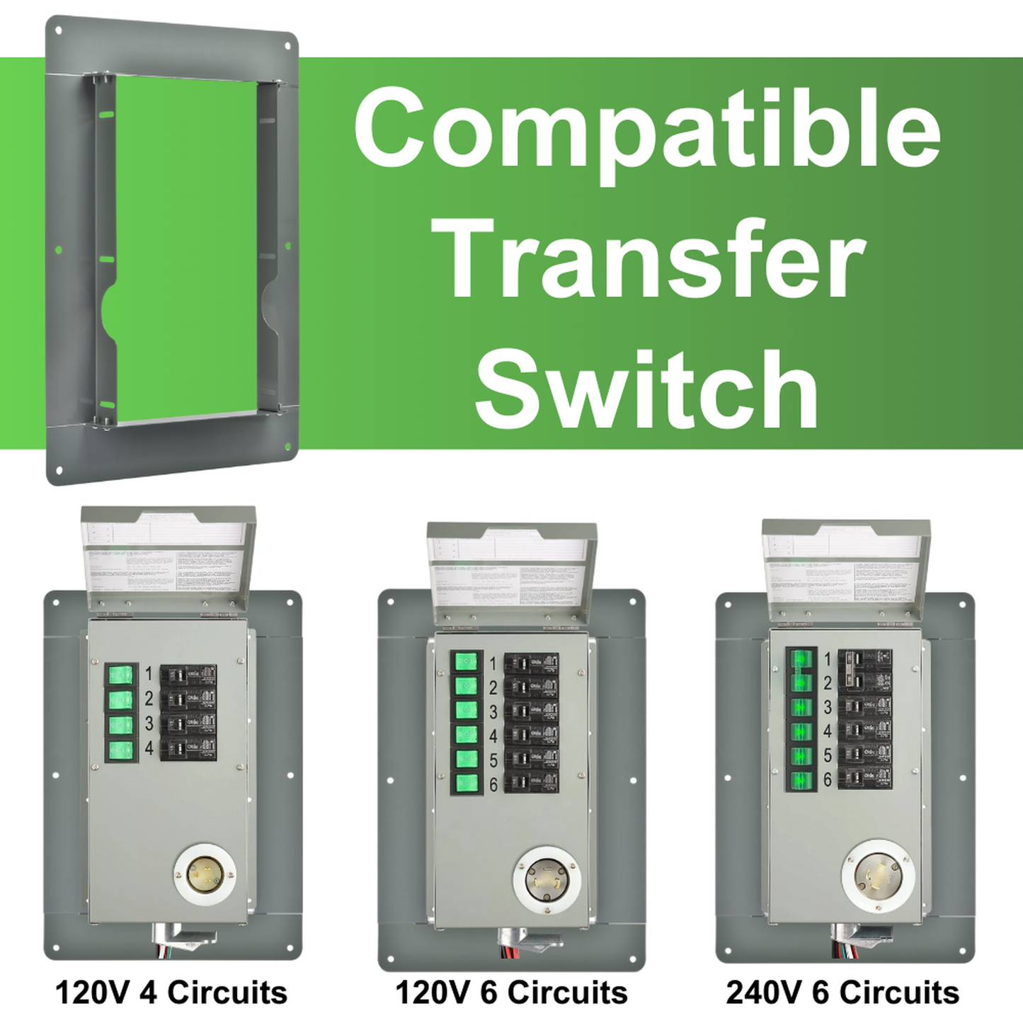 Nature's Generator 4 or 6 Circuit Manual Transfer Switch Flush Mount for Electrical Panels