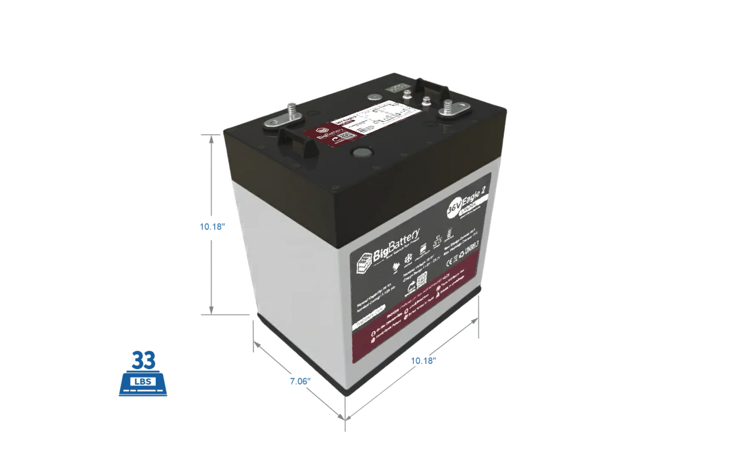 BigBattery 36V EAGLE 2 1.63 kWh LiFePO4 Battery with Heater and Comms