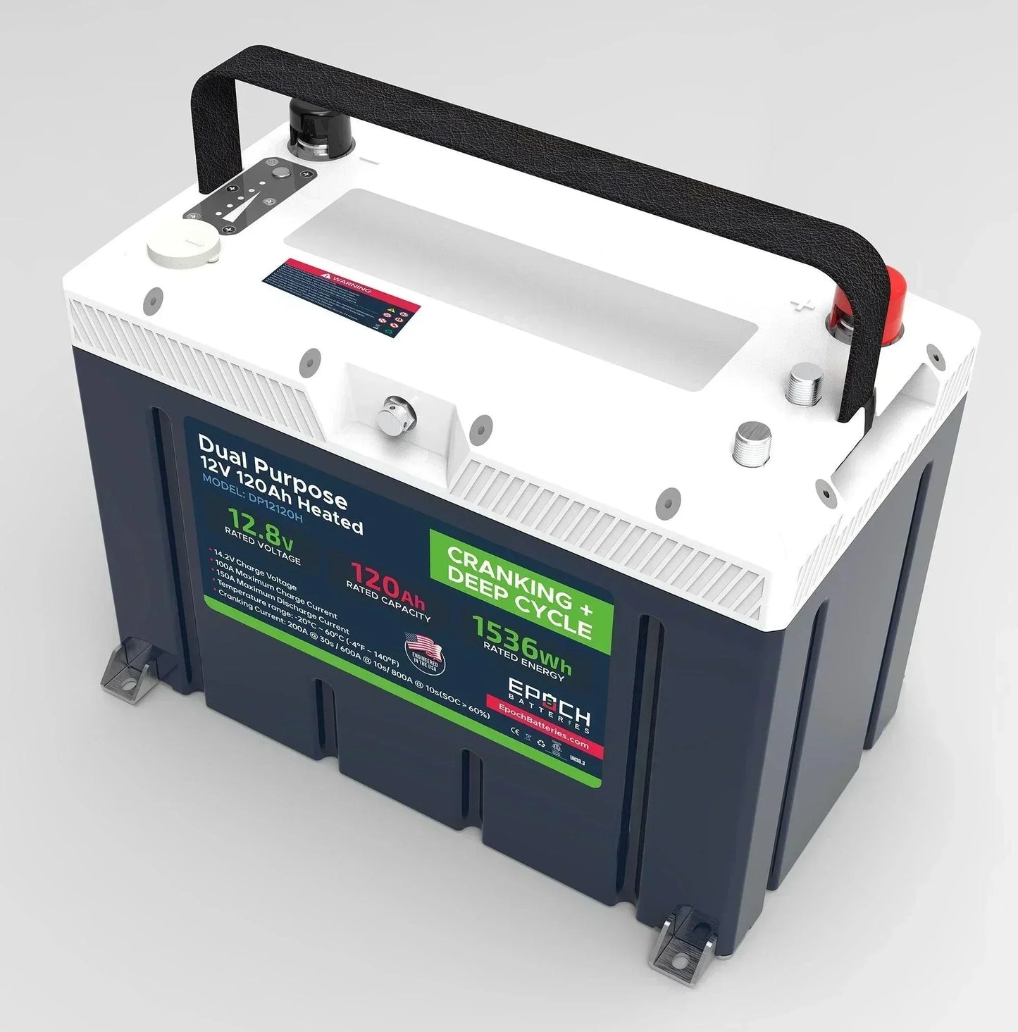 Epoch Batteries 12V 120Ah Pro Series - LiFePO4 Cranking & Deep Cycle Lithium Battery (Dual Purpose)