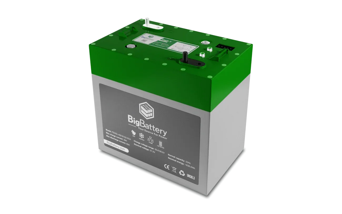 BigBattery 48V EAGLE 2 | LiFePO4 | 32Ah | 1.63kWh | Golf & Utility Cart Battery