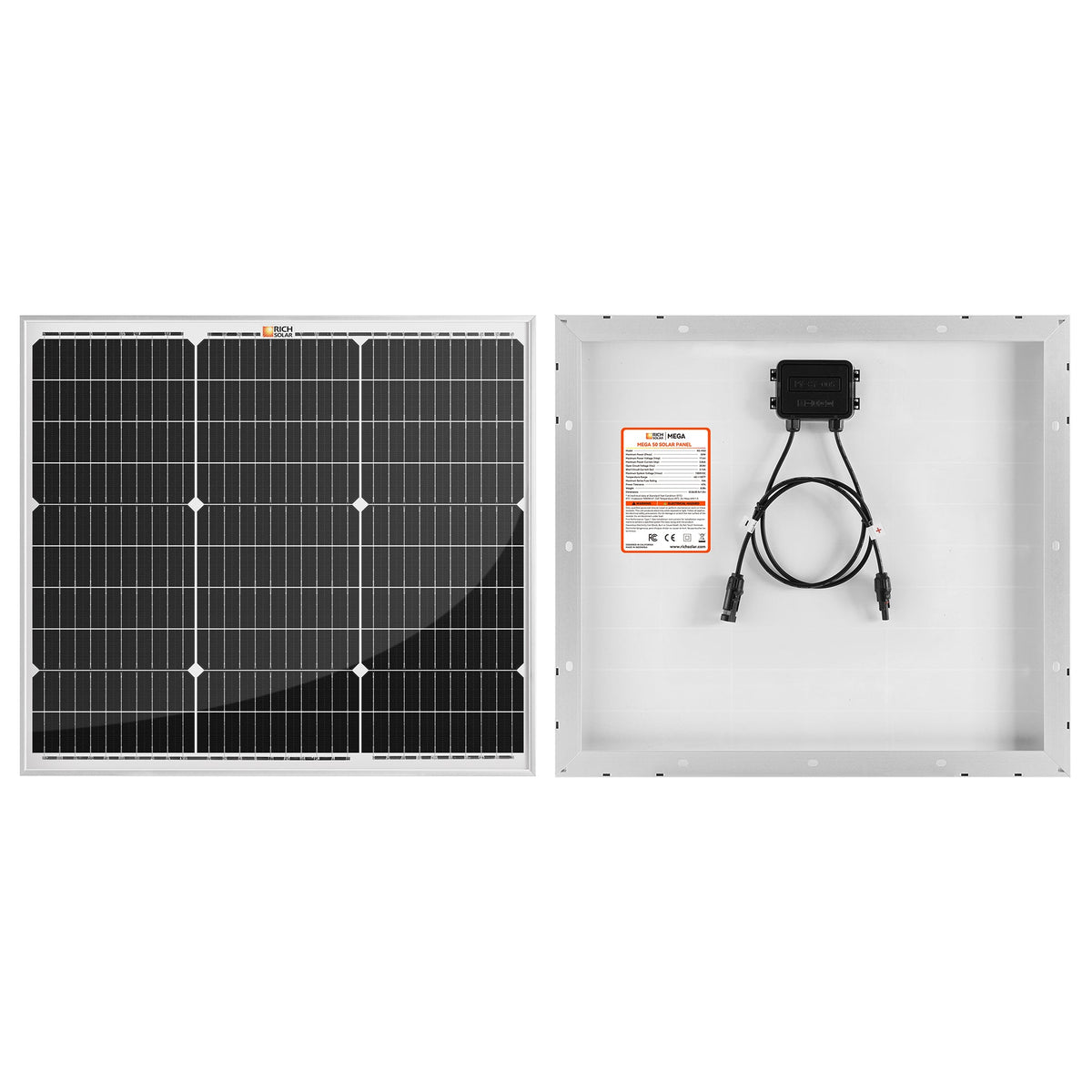 MEGA 50 | 50 Watt Solar Panel | Compact 12V Off-Grid Solar Panel for Boats, Vans, Trailers | 25-Year Output Warranty | UL Certified