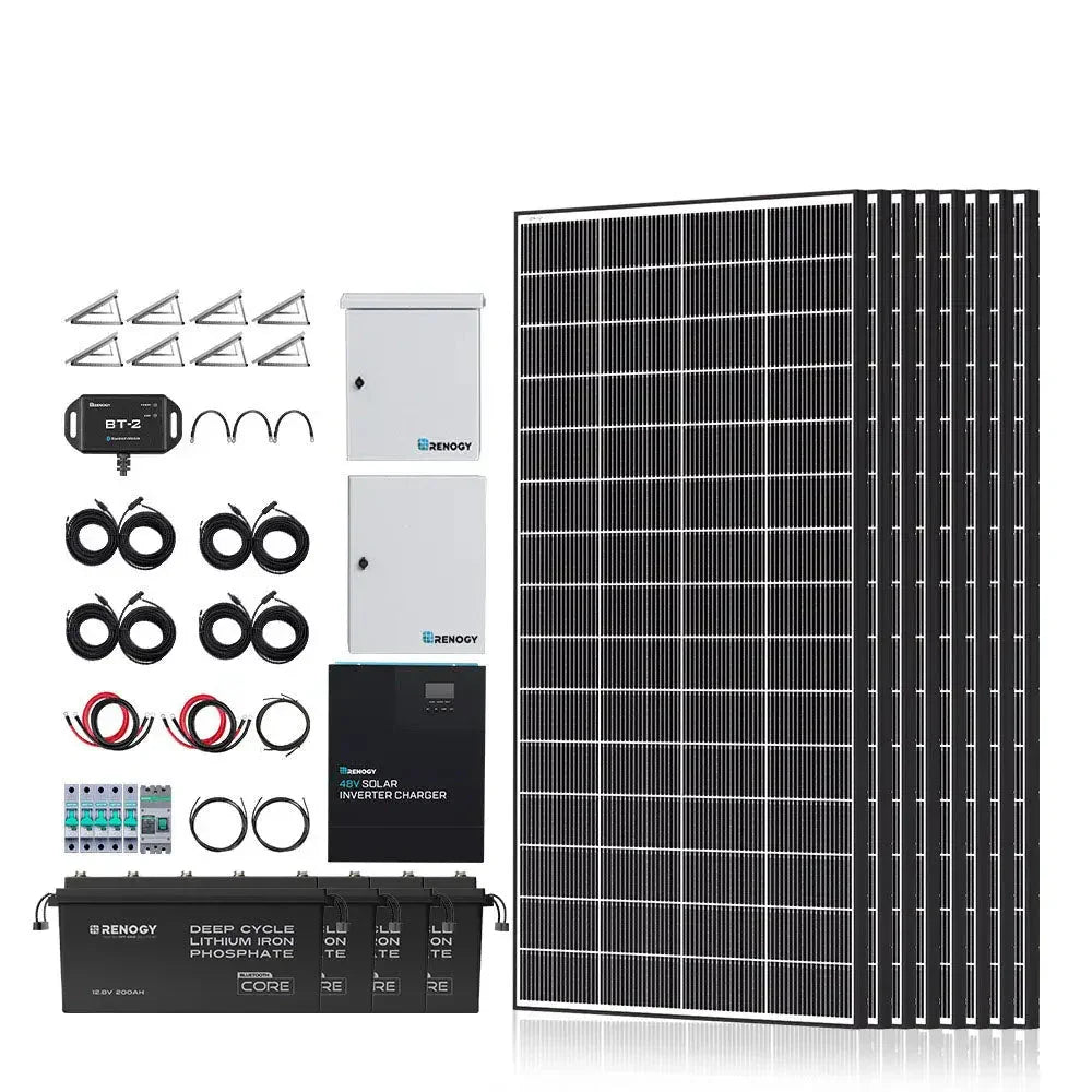 Renogy Complete Cabin Solar Kit 1200W 2500W | Optional 9.6kWh Deep-Cycle AGM / LiFePO4 Batteries
