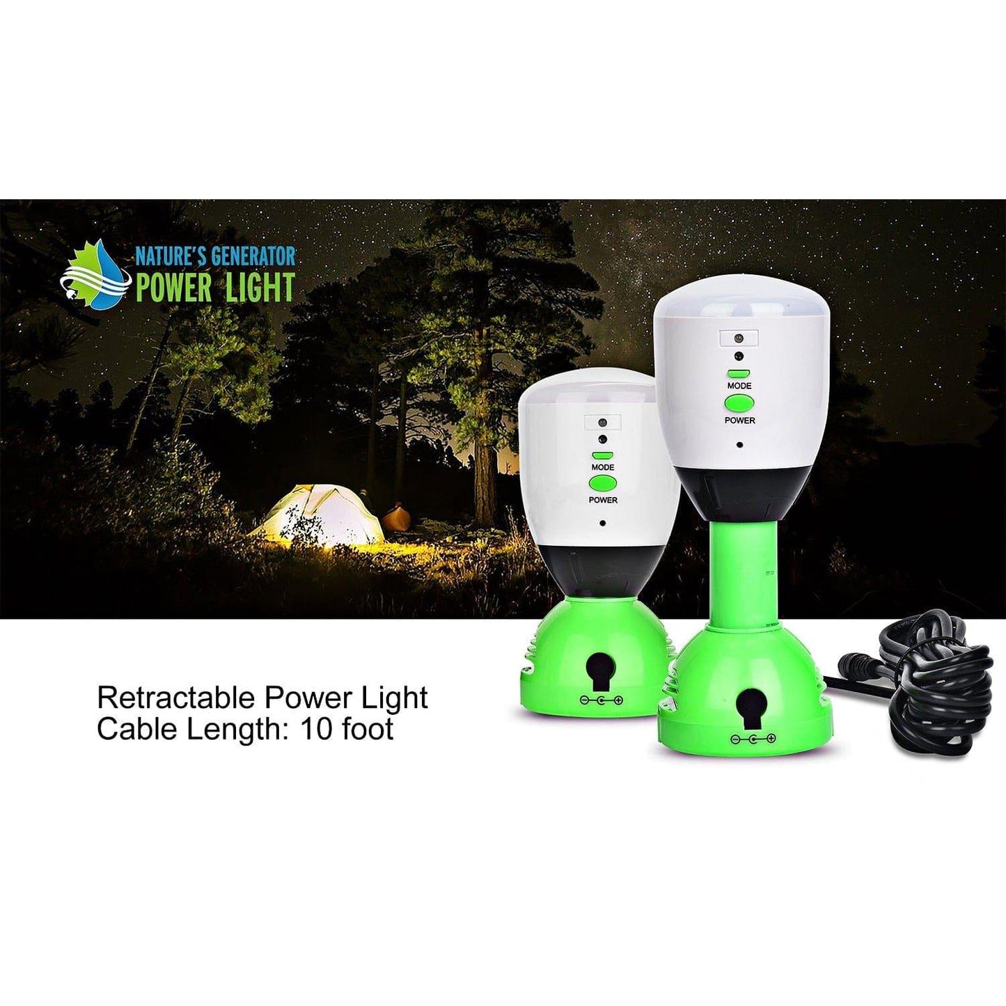 Nature's Generator 400-Lumen Power Light Auto Sensing On Off With 10 Foot Cable Portable Led Light