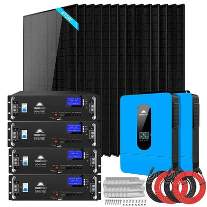Off-Grid Solar Kit 13000W 48VDC 120V/240V 20.48KWH Lithium Battery 14 X 415 Watts Solar Panels SGR-13KM