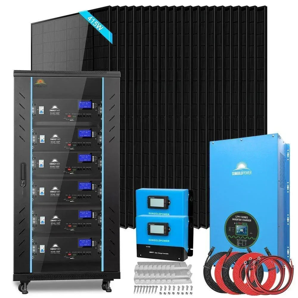 Off-Grid Solar Kit 18000W 48VDC 120V/240V 30.72KWH Lithium Battery 20 X 415 Watts Solar Panels SGR-18K20E