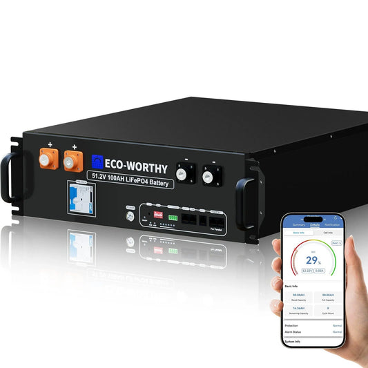 Eco-Worthy 48V 100Ah Server Rack Battery | Bluetooth & WiFi | 10 Years Warranty | UL9540 | UL1973 | UL9540A | CEC Listed