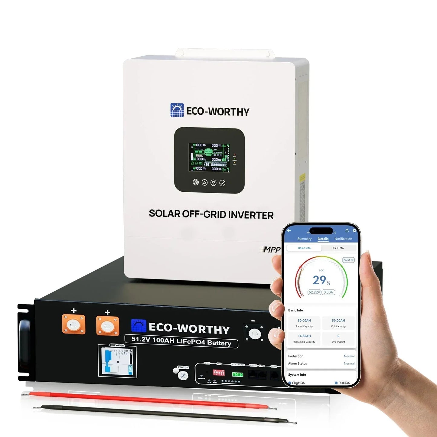 Eco-Worthy Off-Grid Home Power Bundle | 5kW Inverter + 48V 100Ah Server Rack Battery