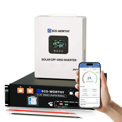 Eco-Worthy Off-Grid Home Power Bundle | 5kW Inverter + 48V 100Ah Server Rack Battery
