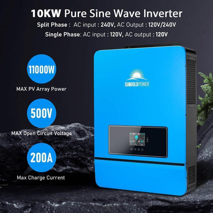 Off Grid Solar Kit 10 X 550 Watts Solar Panels 4 X 5.12KWh Powerwall Lithium Battery 10KW Solar Inverter 48vdc 120v/240v SGM-10K20