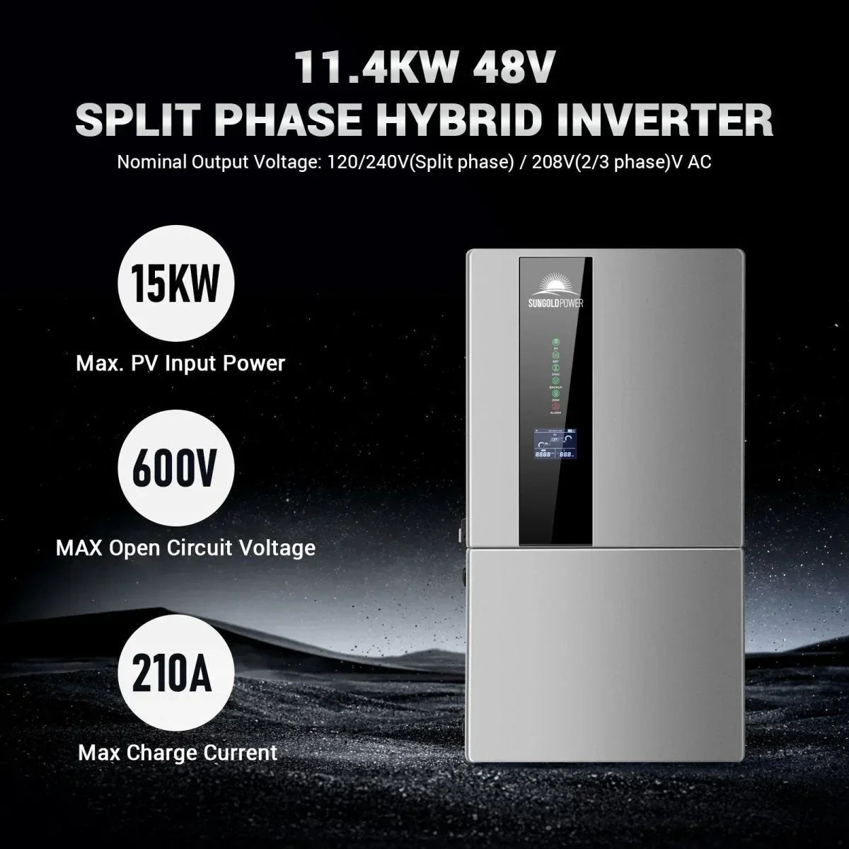 Hybrid Solar Kit 11.4KW 48V Split Phase 30.72KWH Lithium Battery 28 X 450 Watt Solar Panel SGH-11N3E