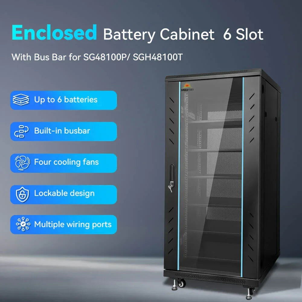 Sungold Power Enclosed Battery Cabinet 6 Slot with Bus Bar for SG48100P/ SGH48100T
