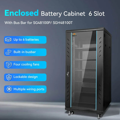 Sungold Power Enclosed Battery Cabinet 6 Slot with Bus Bar for SG48100P/ SGH48100T