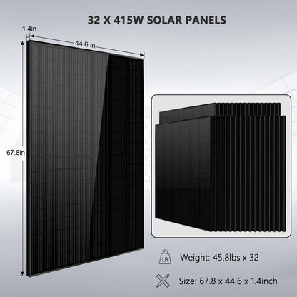 Hybrid Solar Kit 7.6KW 48V Split Phase 15.36KWH/30.72KWH Lithium Battery 415/ 500 Watt Solar Panel (Optional) SGH-7.6N3E/ SGH-7.6DN6E