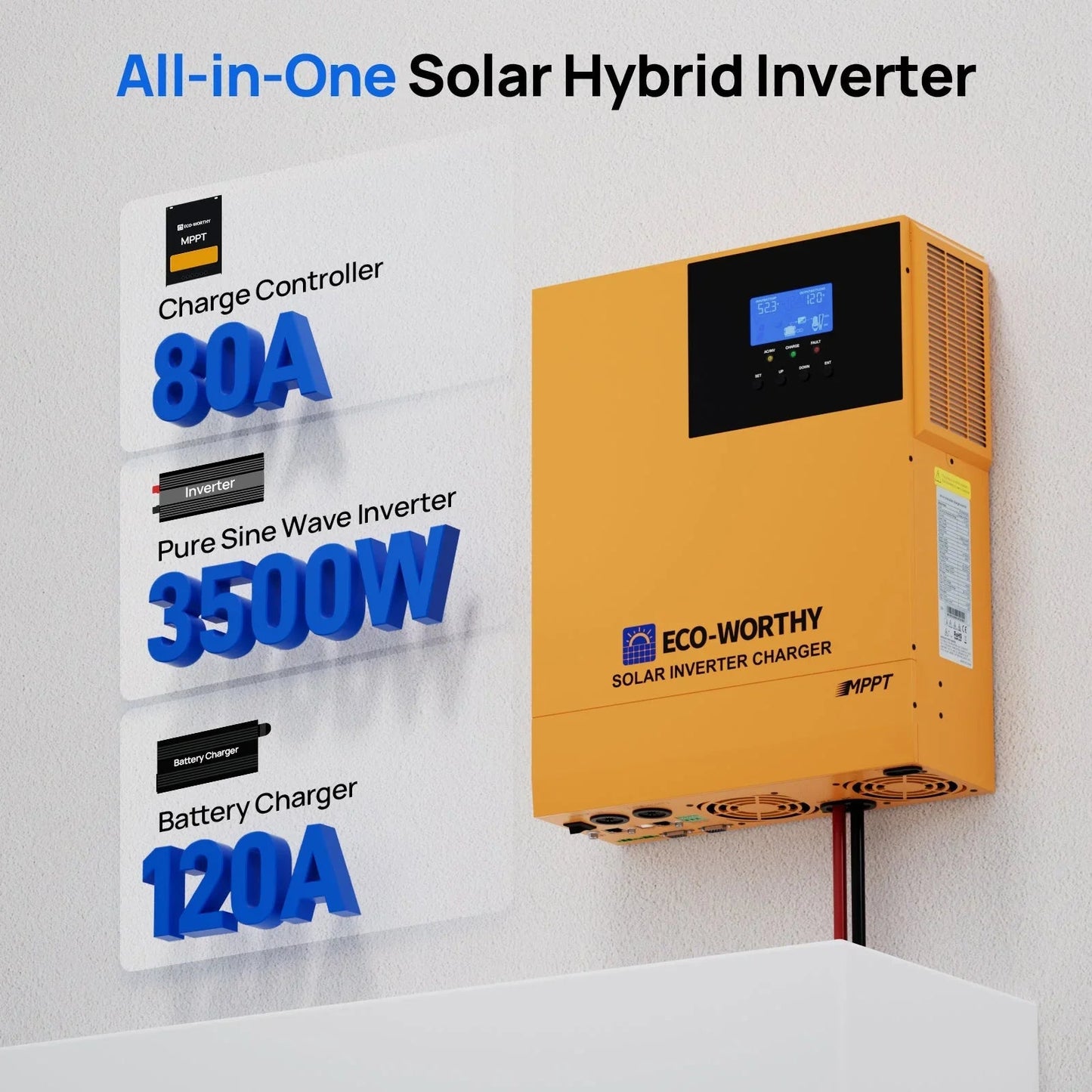 ECO-WORTHY 5.12KWh Home Backup Power With 48V 100Ah LiFePO4 And  3500W 48V Off-Grid Inverter