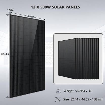 Hybrid Solar Kit 7.6KW 48V Split Phase 15.36KWH/30.72KWH Lithium Battery 415/ 500 Watt Solar Panel (Optional) SGH-7.6N3E/ SGH-7.6DN6E