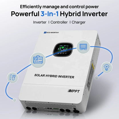 ECO-WORTHY 20.48KWh/30.72KWh Home Backup Power With 48V 100Ah LiFePO4 And 10000W 48V Off-Grid Inverter