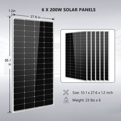 Off-Grid Solar Kit 5000W 48VDC 120V 5.12KWH Battery 6 X 200 Watts Solar Panels SGM-5K5E