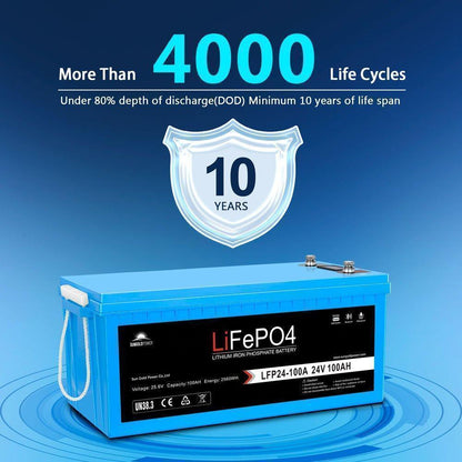 Sungold Power 24V 100Ah LiFePo4 Deep Cycle Lithium Battery Bluetooth Self-Heating / IP65