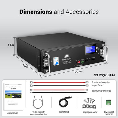 2 X 48V 100AH Server Rack LiFePO4 Lithium  Battery SG48100P UL1973 UL9540A