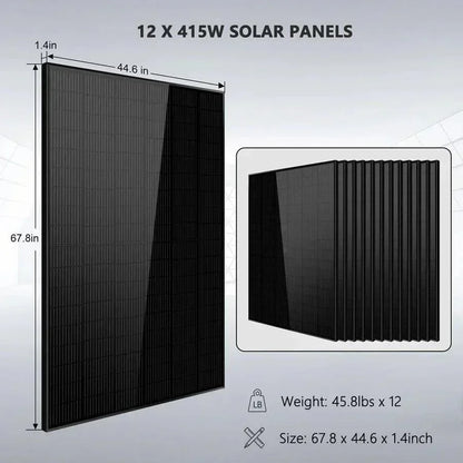 Off-Grid Solar Kit 18000W 48VDC 120V/240V 30.72KWH Lithium Battery 20 X 415 Watts Solar Panels SGR-18K20E