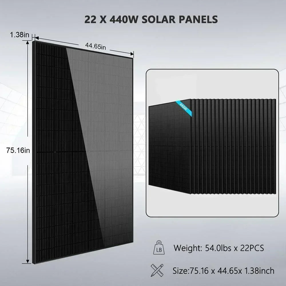 Off Grid Solar Kit 13000W 48VDC 120V/240V 25.6KWH Lithium Battery 22 X 450 Watts Solar Panels SGR-13K25E