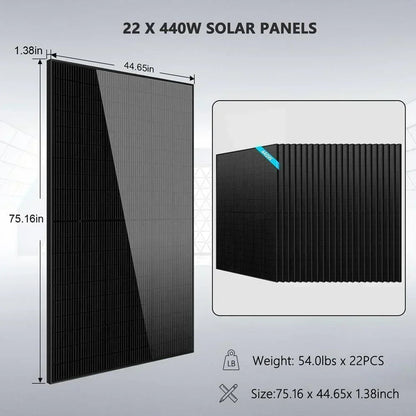 Off Grid Solar Kit 13000W 48VDC 120V/240V 25.6KWH Lithium Battery 22 X 450 Watts Solar Panels SGR-13K25E