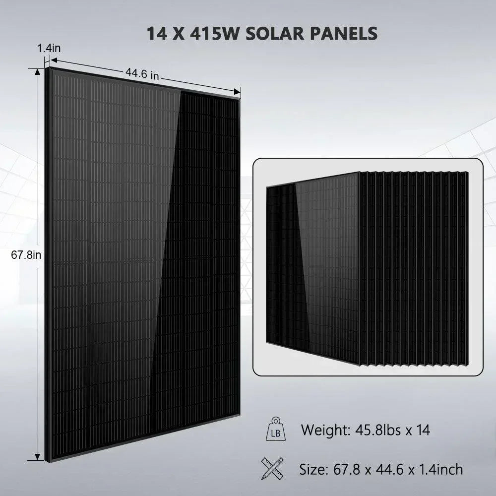 Off-Grid Solar Kit 13000W 48VDC 120V/240V 20.48KWH Lithium Battery 14 X 415 Watts Solar Panels SGR-13KM