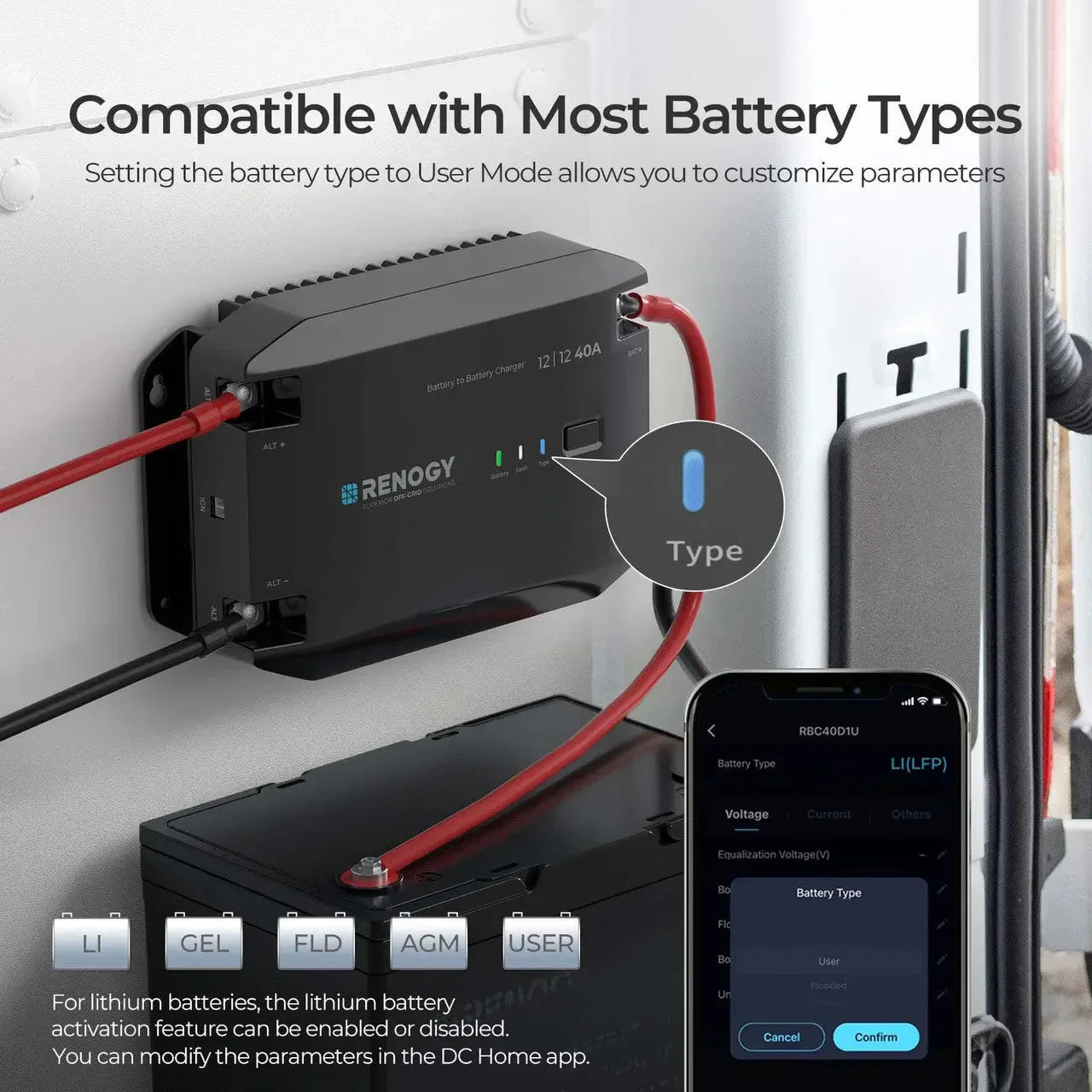 12V 20A/40A DC to DC Battery Charger