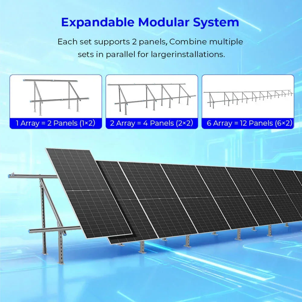 Sungold Power Modular & Expandable Ground Mount Brackets for 2× 400W–590W Solar Panels