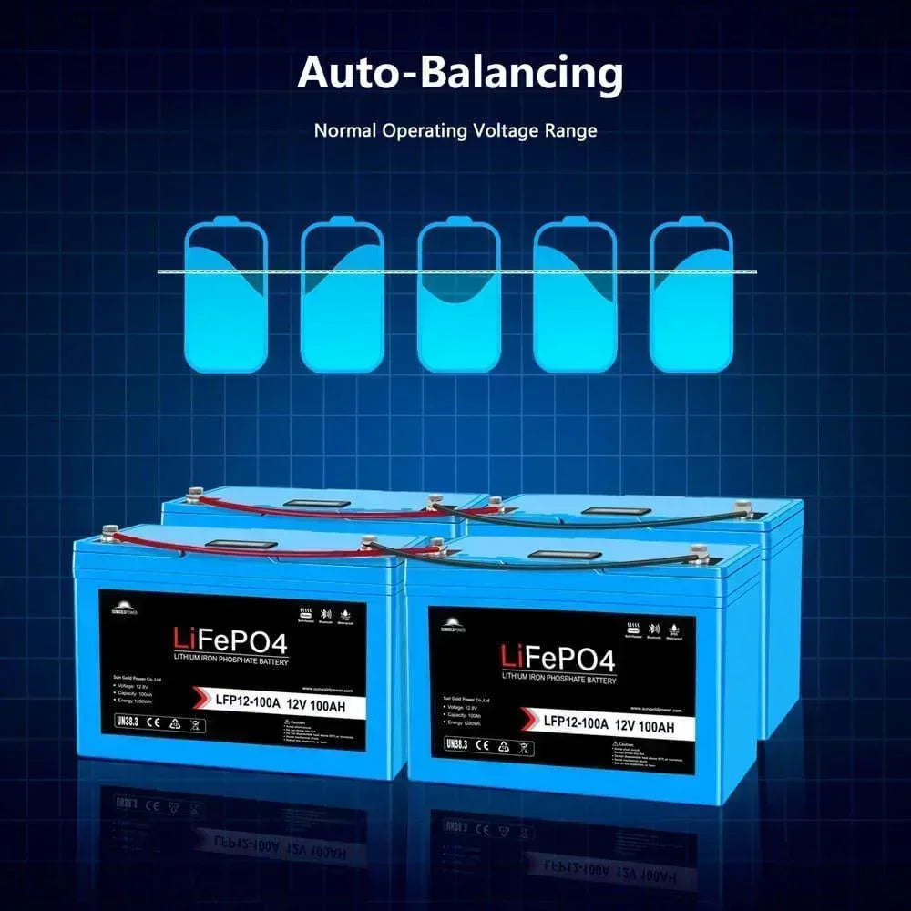 Sungold Power 12V 100AH LiFePO4 Deep Cycle Lithium Battery / Bluetooth /Self-heating / IP65