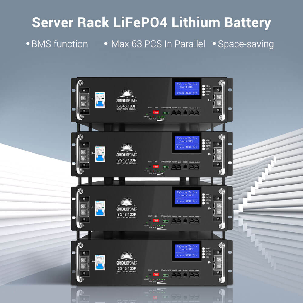 2 X 48V 100AH Server Rack LiFePO4 Lithium  Battery SG48100P UL1973 UL9540A