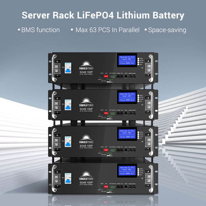 4 X 48V 100AH Server Rack LiFePO4 Lithium  Battery SG48100P UL1973  UL9540A