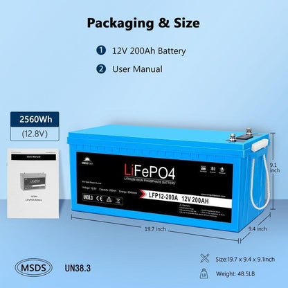 Sungold Power 12V 200Ah LiFePo4 Deep Cycle Lithium Battery Bluetooth / Self-Heating / IP65