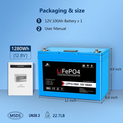 12V 100Ah/ 200Ah LiFePo4 Deep Cycle Lithium Battery Bluetooth / Self-Heating / IP65