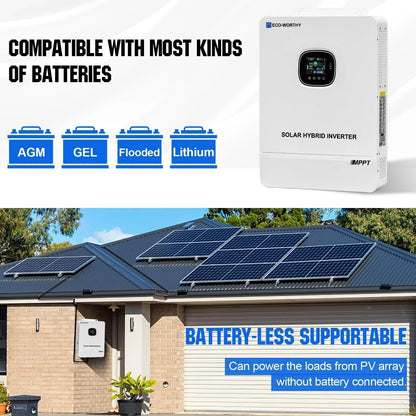 Eco-Worthy 10000W Solar Off-grid Split-phase AIO Inverter | 48Vdc to 120Vac/240Vac | 10000W@500V PV Input | UL 1741