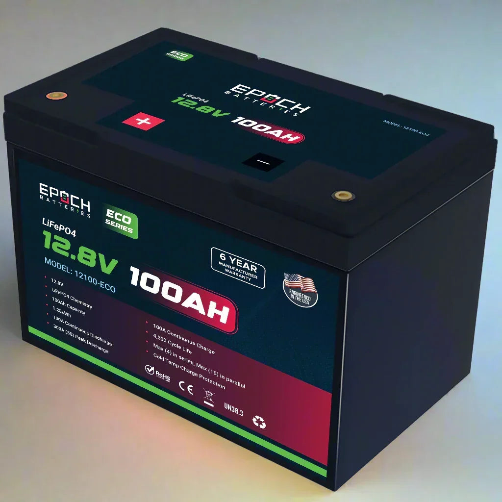 Epoch Batteries 12V 100Ah (1.28kWh) - Eco Series LiFePO4 Battery