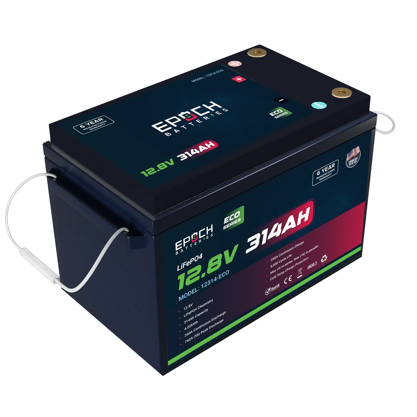 Epoch Batteries 12V 100Ah (1.28kWh) - Eco Series LiFePO4 Battery