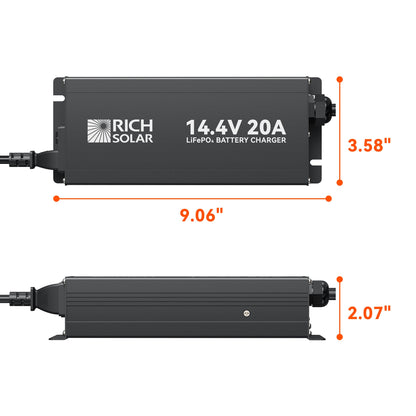 12V(14.6V) 20A | 100-240VAC | 12V LiFePO4 Battery Charger
