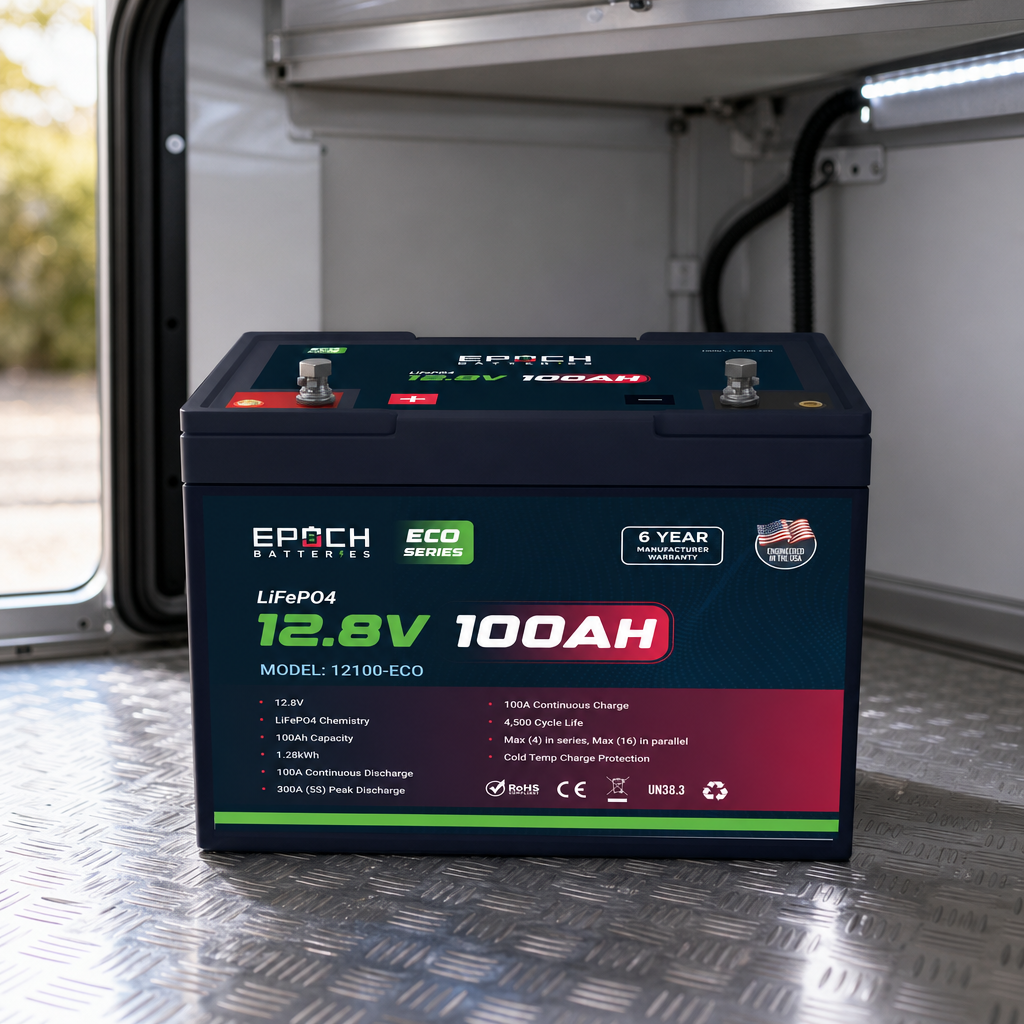 12V 100Ah Eco Series LiFePO4 Battery (1.28kWh)