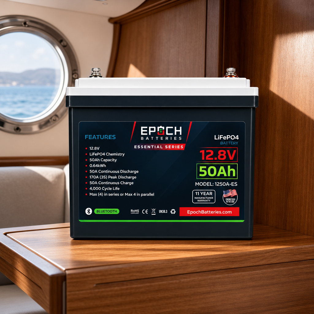 12V 50Ah Essential Series LiFePO4 Battery (0.64kWh)