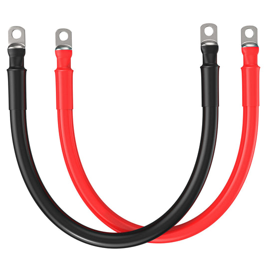 2 Gauge 5/16” Battery Cables | Pair of 2AWG Red and Black Pure Copper Inverter Battery Cables with 5/16” Lugs