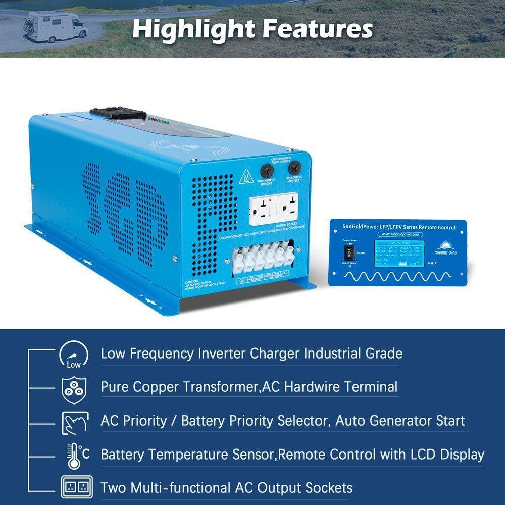 Sungold Power 4000W DC 24V Split Phase Pure Sine Wave Inverter With Charger