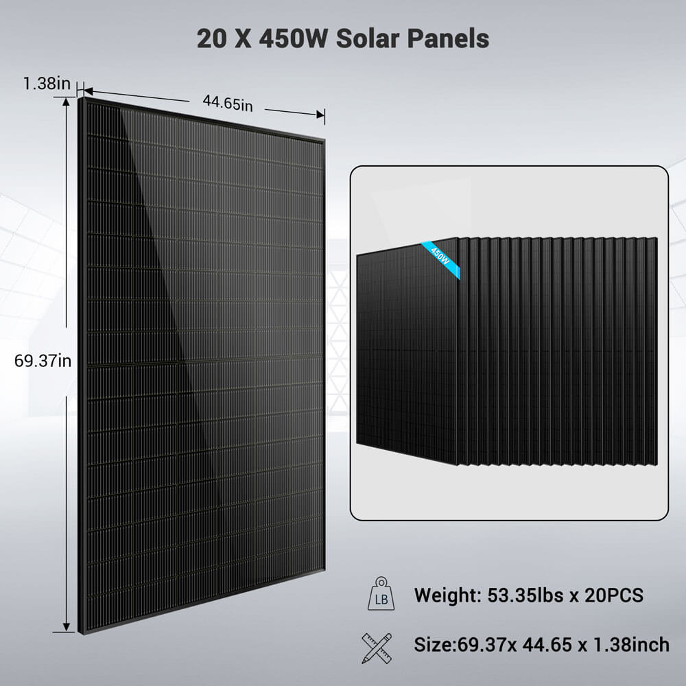 Off-Grid Solar Kit 13000W 48VDC 120V/240V LiFePO4 20.48KWH Lithium Battery 14 X 450 Watts Solar Panels SGR-13KM