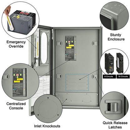 30A Automatic Generator Transfer Switch for Home Backup Power with 50A Bus Bar and Automatic Power Transfer