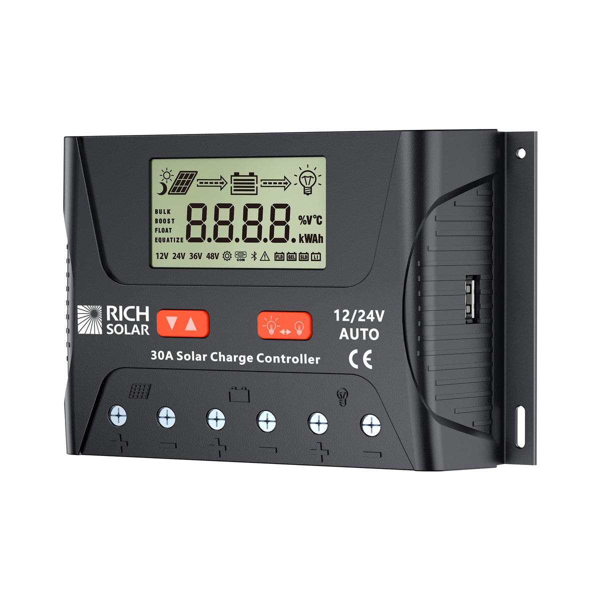 BRAVO LEGEND 30 | 30 Amp PWM Solar Charge Controller | 12V/24V Auto 30A PWM Controller for RVs, Trailers, Campers, Vans, Boats, Off-Grid
